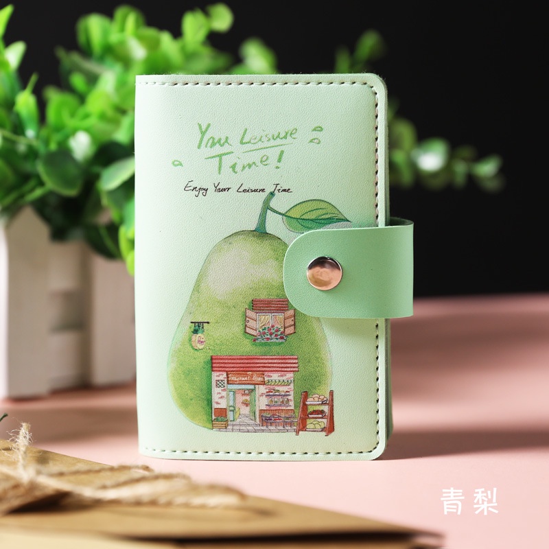 Ví Da PU Đựng Thẻ / Tiền Xu / Thẻ Có Khóa Cài Họa Tiết Hoạt Hình Kiểu Hàn Quốc Cho Nữ Giá Đỡ