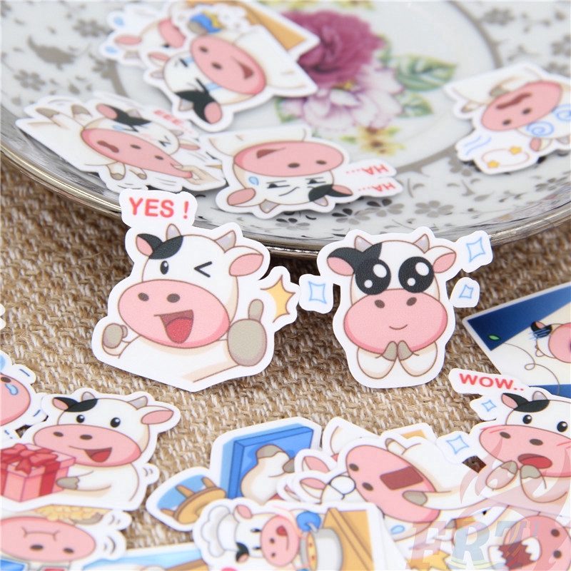 ❀ Kawaii Milk Cow Diary Stickers❀ 40Pcs/set Harajuku Album Scrapbooks Mixed DIY Decor Stickers