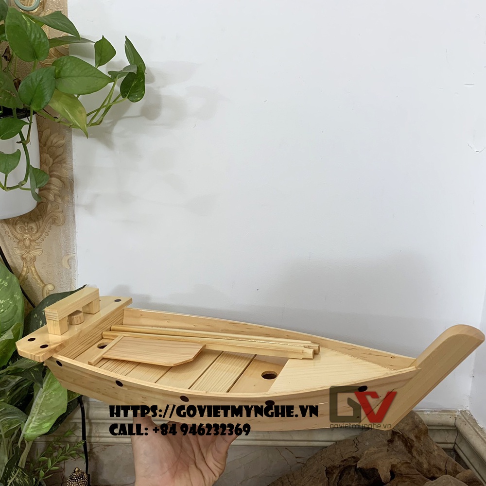 Khay thuyền gỗ trang trí món ăn Khay sushi sashimi thuyền gỗ trang trí trưng bày món ăn Nhật Bản