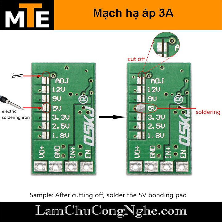 Mạch hạ áp mini 12v 24v sang 5v 3A có thể điều chỉnh 1.8v 2.5v 3.3v 5v 9v 12v