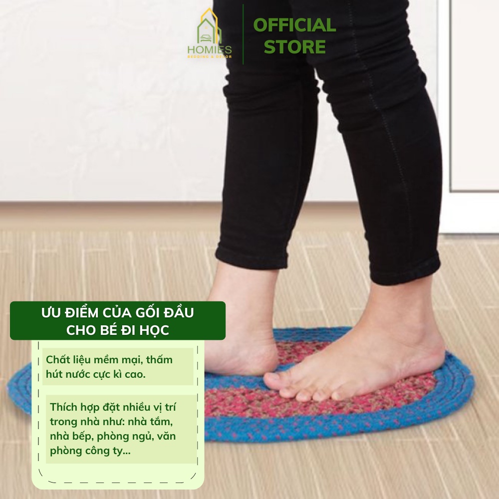 Thảm Chùi Chân Oval HOMIES Bedding &amp; Décor Chất Liệu Thủ Công Siêu Thấm - Kích Thước 35cm x 50cm