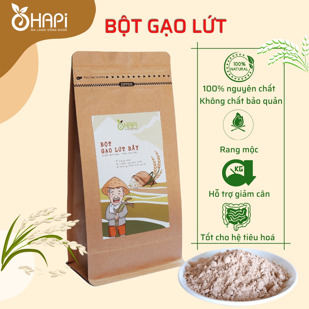 Bột gạo lứt OhaPi 500gr rang mộc giảm cân, lợi sữa, làm bột ăn dặm cho bé