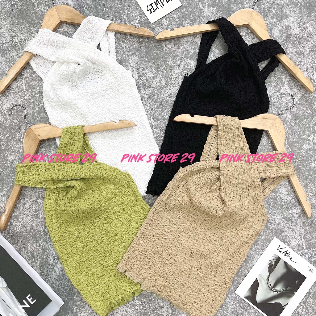 Áo Kiểu Nữ Thun Xốp PINKSTORE29, Phong Cách Đan Chéo Cổ Hiện Đại A5380