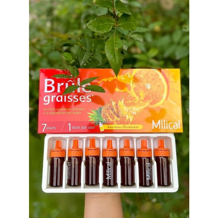 Milical BRULE GRAISSES ĐỐT MỠ THỪA vị cam dứa Pháp 7 ống