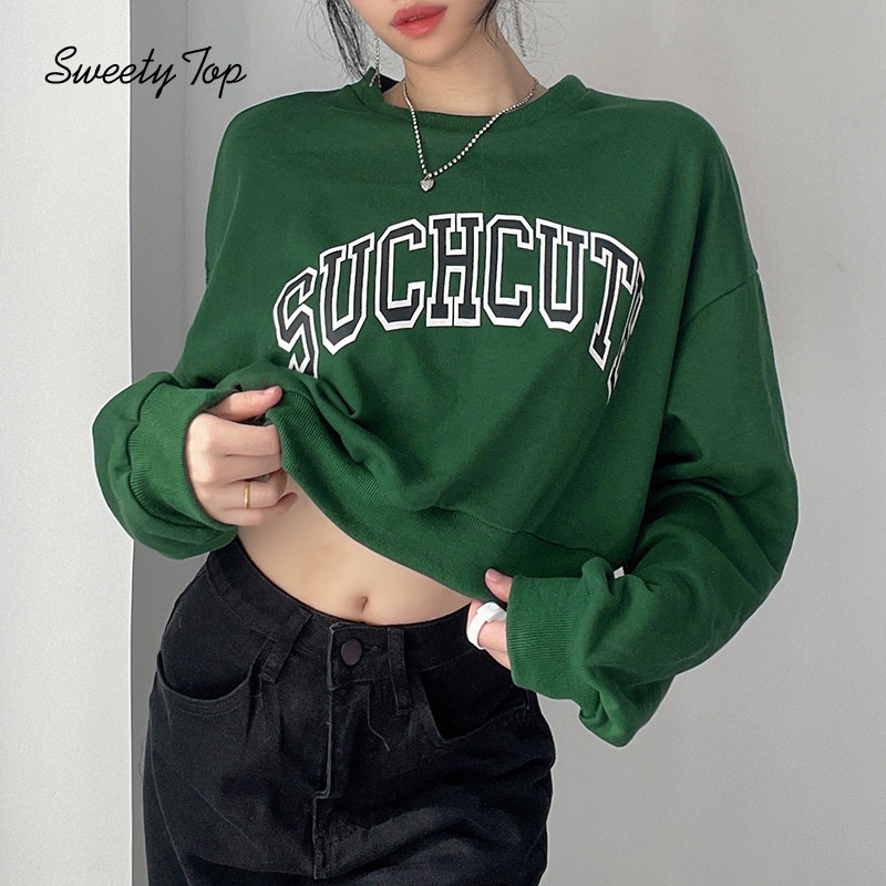 Áo hoodies SUPER SPECIAL SweetyTop 2021 màu xanh lá cây gợi cảm