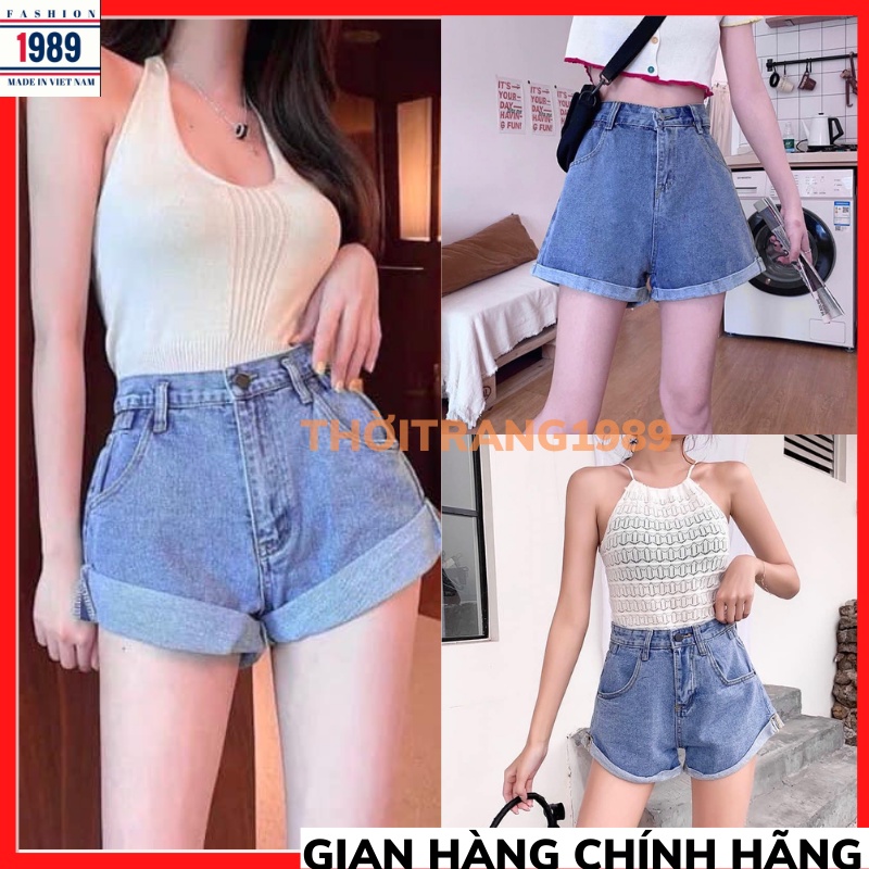 Quần Jeans đùi lưng cao, sóc jean, sooc đáy cao Short nữ cạp ca legging đùi ngắn