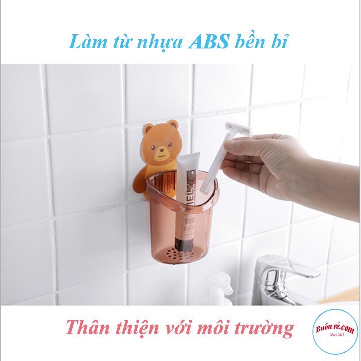 Cốc gấu dán tường để đựng bàn chải  kem đánh răng hình gấu có chỗ thoát nước tiện lợi WALLMART WM83