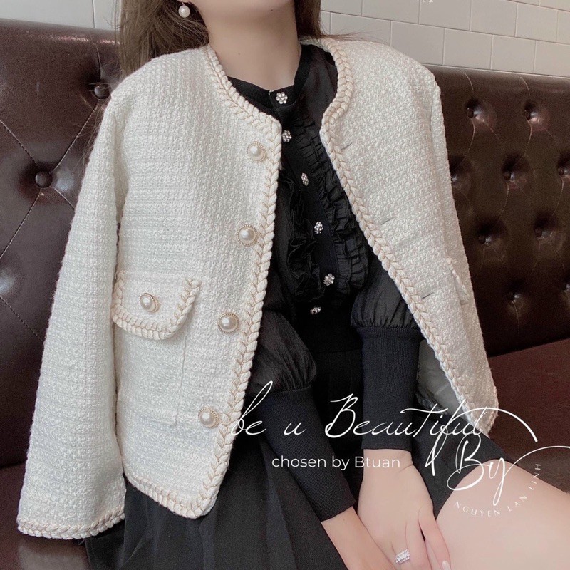 [CÓ SẴN] Áo khoác dạ tweed khuy ngọc mã 6621 (hàng chuẩn SDD) | BigBuy360 - bigbuy360.vn