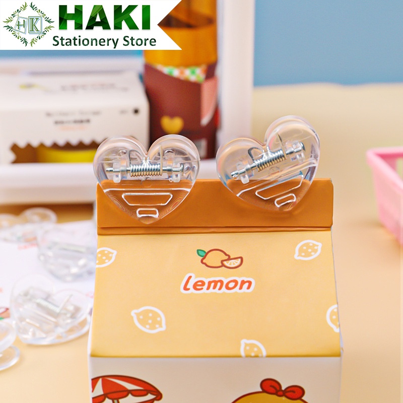 Kẹp tài liệu trái tim HAKI, kẹp giấy a4 màu hồng dễ thương KTL01