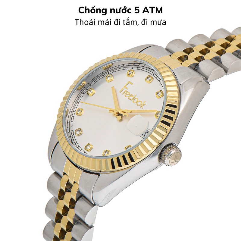 Đồng hồ Freelook FL.1.10214 nữ đẹp mặt nhỏ đính đá, mặt kính chống xước, chống nước, dây thép cao cấp chính hãng
