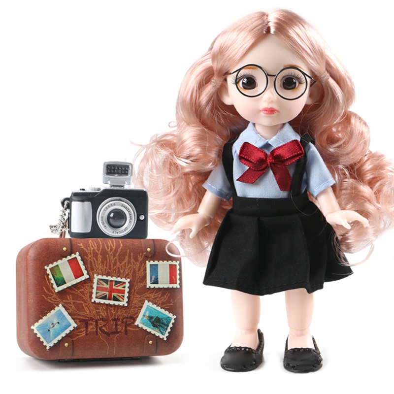 Bộ Búp Bê 6 inch Kèm Túi Đựng Hành Lý / Máy Ảnh Lấp Lánh Độc Đáo Trang Trí Tiệc Sinh Nhật / Giáng