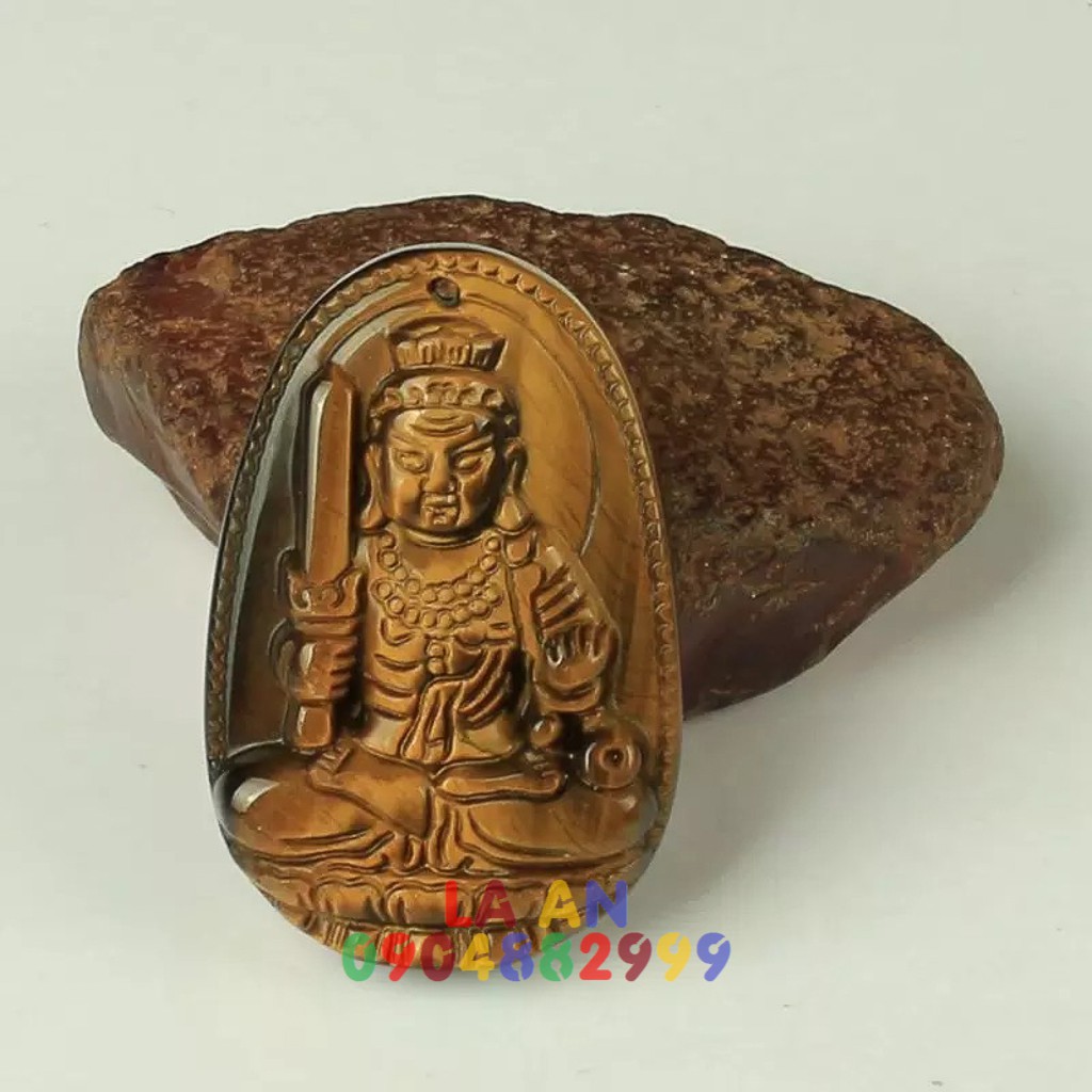 [nhỏ] Mặt dây chuyền Phật Bản Mệnh Bất Động Minh Vương tuổi Dậu 3.5cm x 2.5cm tặng dây đeo đẹp màu vàng nâu