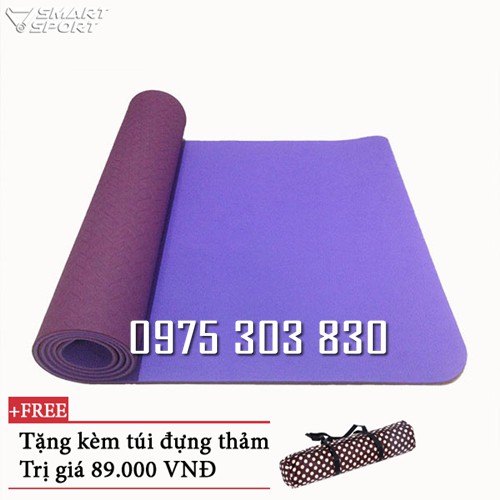 Thảm tập yoga 2 lớp cao su cao cấp 8mm tặng túi