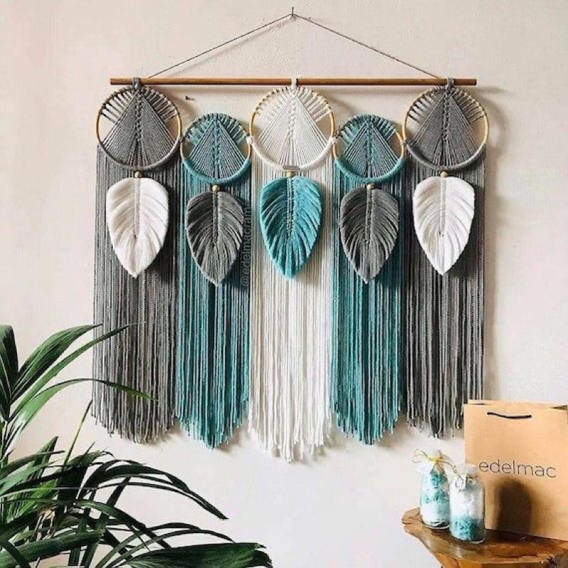 Mành treo tường dreamcatcher macrame 100*110cm