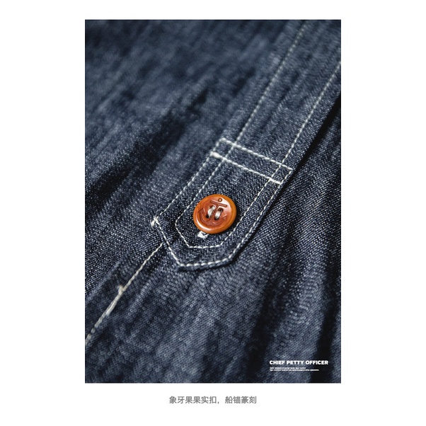 Áo sơ mi Maden denim dài tay phong cách retro Mỹ mới 2022 dành cho nam