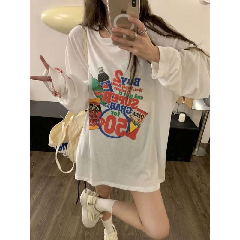 Jiashucheng Áo Thun Lụa Lạnh Tay Dài Dáng Rộng Thoáng Khí Phong Cách Hàn Quốc Thiết Kế Mới Mùa Hè Cho Nữ Bl