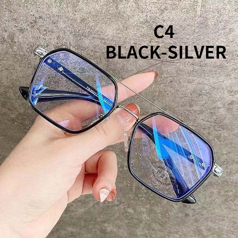 【Replaceable lenses】COD (AIMURUSI) Mắt Kính Gọng Kim Loại Chống Ánh Sáng Xanh Phong Cách Retro Thời Trang