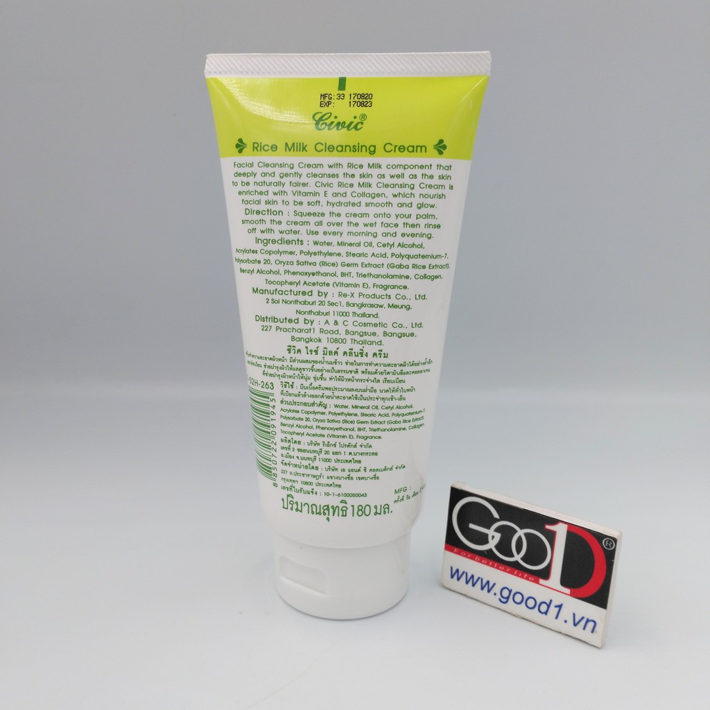 Sữa rửa mặt gạo 180ml Thái Lan