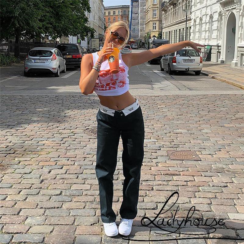 Quần Thể Thao Lưng Thấp In Họa Tiết Khối Màu Sắc Có Túi Cho Nữ