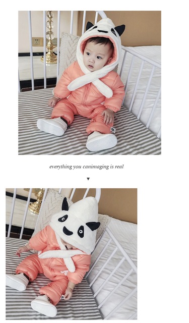 Bodysuit Phao lót Nhung Baby City - Hoạ tiết gấu trúc - Màu Cam sáng | BigBuy360 - bigbuy360.vn