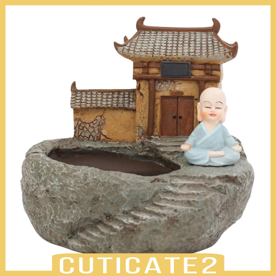 Set 2 Chậu Hoa Bằng Nhựa Resin In Hình Phật Giáo Dễ Thương Trang Trí Sân Vườn