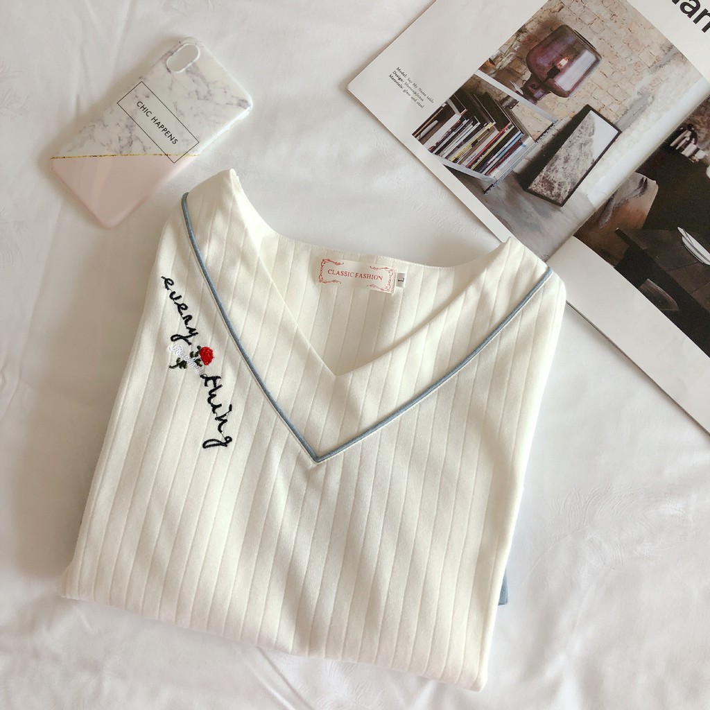 [Mã FASHIONGREEN15 giảm tới 30K đơn 99K] Bộ đồ ngủ dài tay thêu hoa dễ thương [BD03 | BigBuy360 - bigbuy360.vn