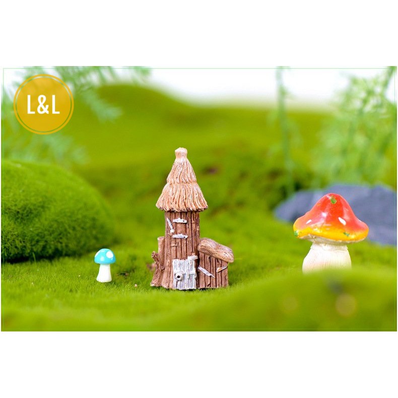 Tiểu cảnh Nhà Rơm Cổ Điển mái vòm trang trí chậu cây để bàn, sen đá xương rồng, làm mô hình sáng tạo, quà tặng ý nghĩa