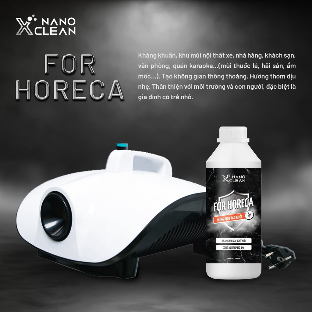 Dung Dịch Tạo Khói Nano Xclean Horeca 1L-Kháng Khuẩn, Khử Mùi, Diệt Khuẩn Không Gian Nhà Ở,Khách Sạn-Nano Bạc AHT CORP