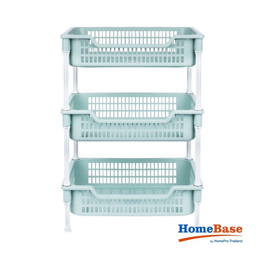 HomeBase API Giá 3 tầng bằng nhựa thân thiện với môi trường Thái Lan W43xH59xD30cm màu xanh lá cây