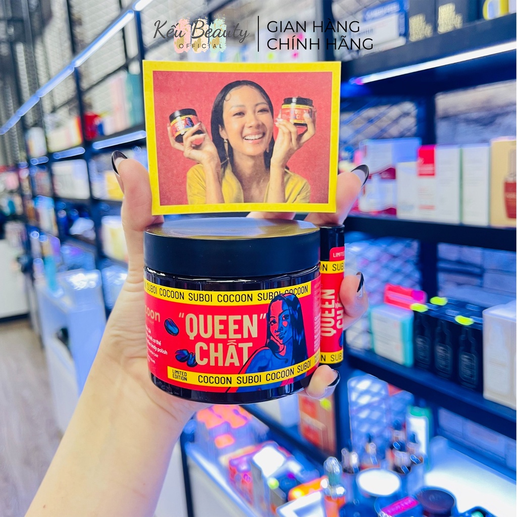 Combo tẩy tế bào chết body và môi Cocoon phiên bản giới hạn Queen Chất giúp tẩy sạch da chết 200ml + 5gr