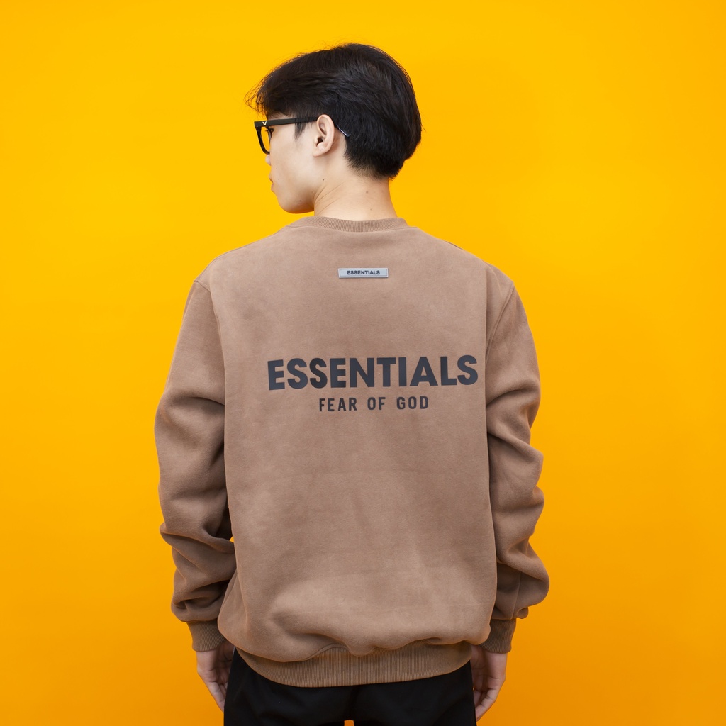 Áo nỉ sweater ESSENTIALS 2021 Cao su nổi , áo nỉ bông cotton unisex nam nữ | BigBuy360 - bigbuy360.vn