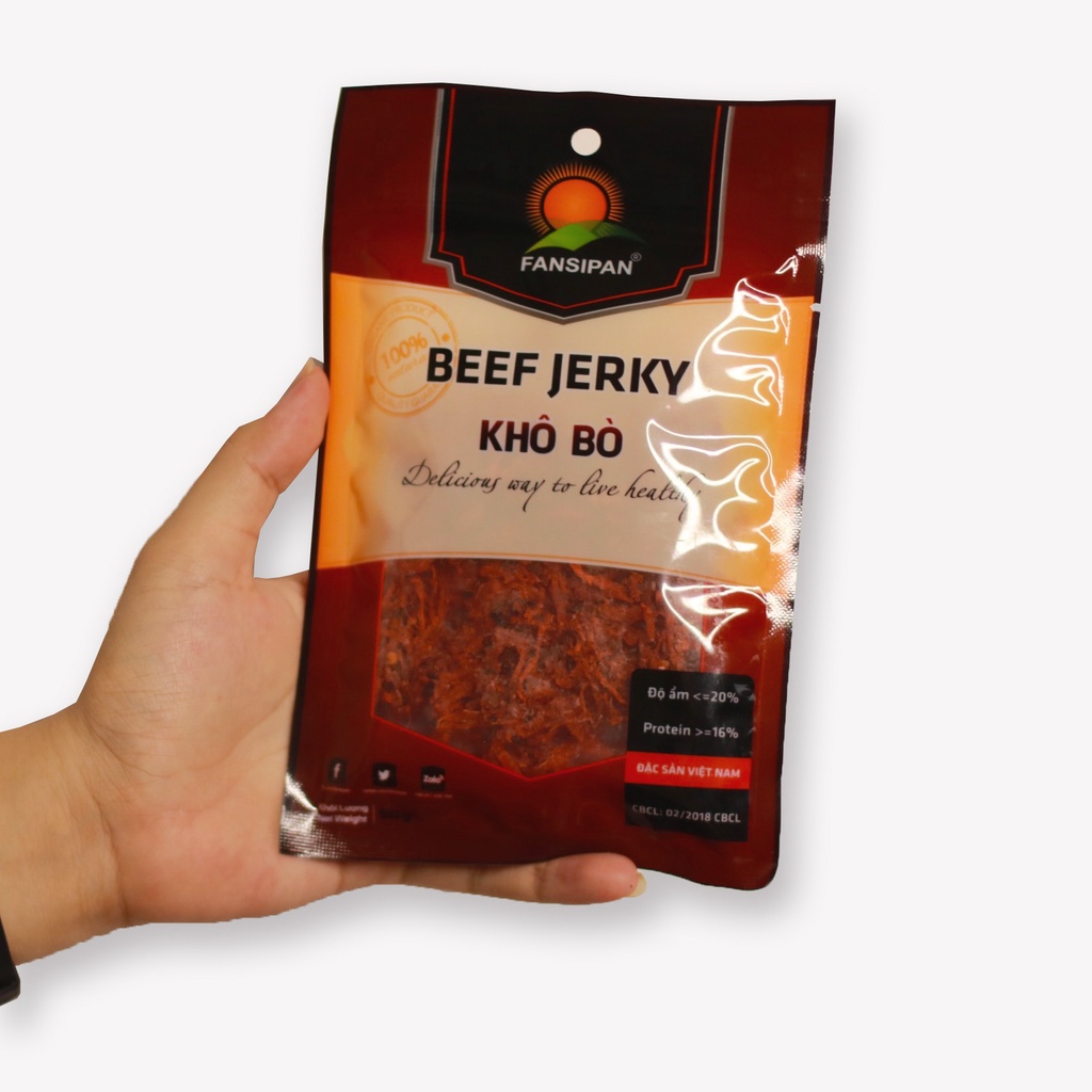 Khô Bò Fansipan Chính Hãng Gói 50g - Thịt Bò Khô Ăn Vặt Ngon Bổ Rẻ - Ăn Vặt NaNa