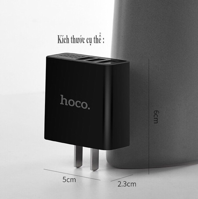 Củ sạc Hoco C15 sạc 3 cổng USB có đồng hồ đo dòng điện