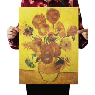 Tranh giấy Kraft treo tường trang trí quán cà phê phong cách Van Gogh