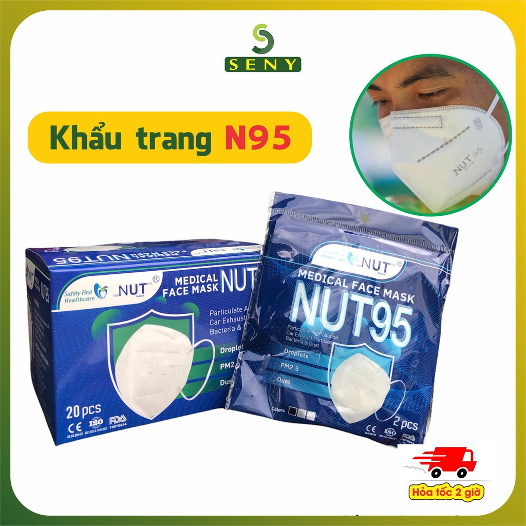Combo 10 hộp khẩu trang N95 5 lớp chính hãng NUT95 hộp 20 cái lọc sạch bụi mịn ngăn ngừa giọt bắn hiệu quả