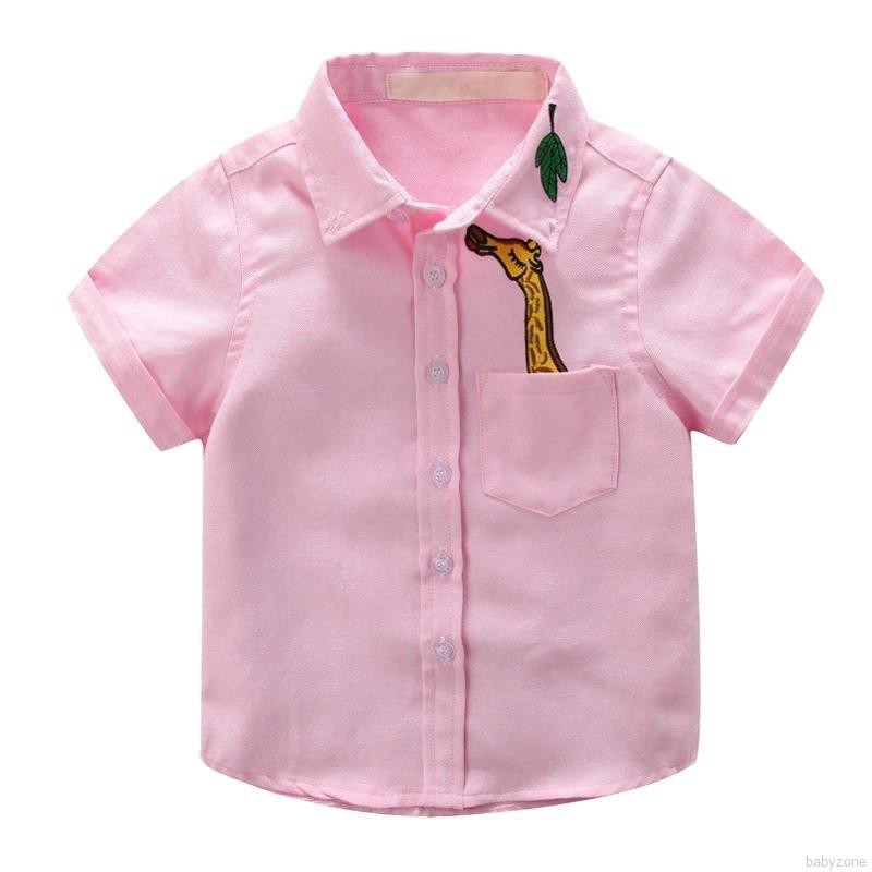Áo sơ mi tay ngắn in hình động vật cho bé trai
