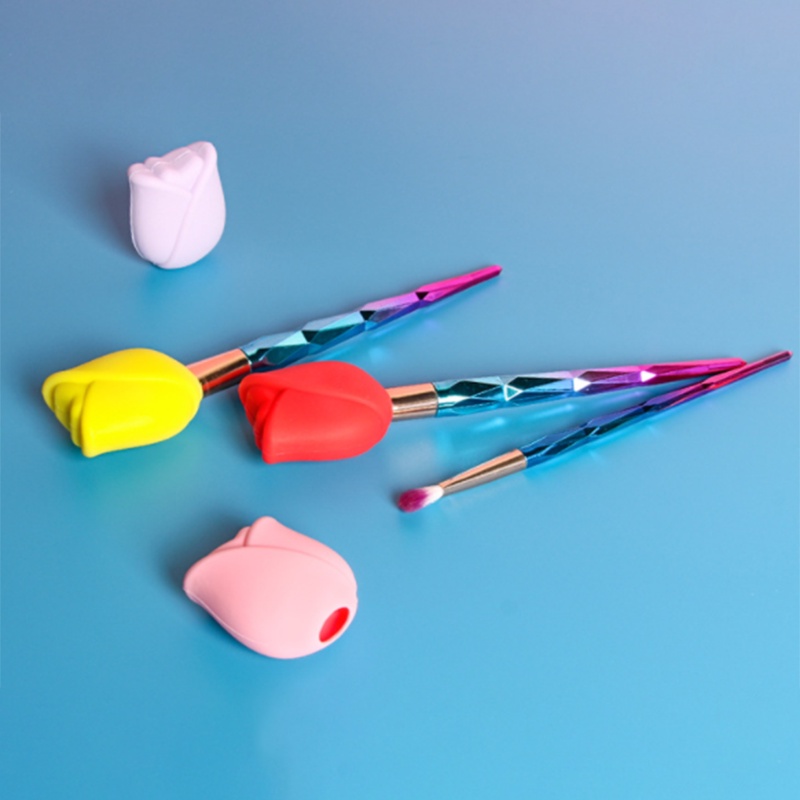 Vỏ Bọc Bảo Vệ Cọ Trang Điểm Hình Hoa Hồng Bằng Silicone Chống Bụi