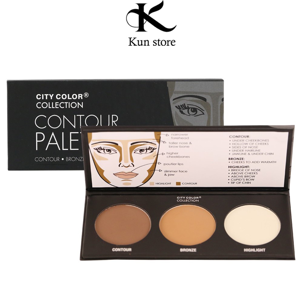 Phấn Tạo Khối 3 Ô City Color Contour Effects Palette Phấn Tạo Khối Khuôn Mặt Giúp Gương Mặt Bừng Sáng