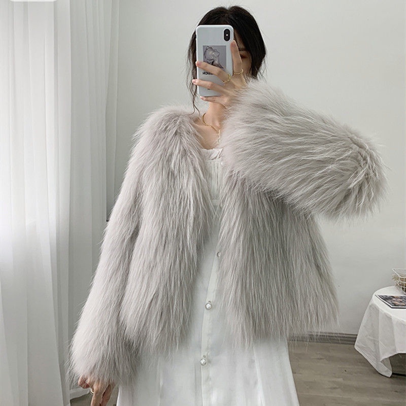 22 Phong Cách Mới!F &amp; X Áo Khoác Lông Cáo Nhân Tạo Ngắn Phong Cách Trẻ Trung Thời Trang Trẻ Trung Cao Cấp 2022