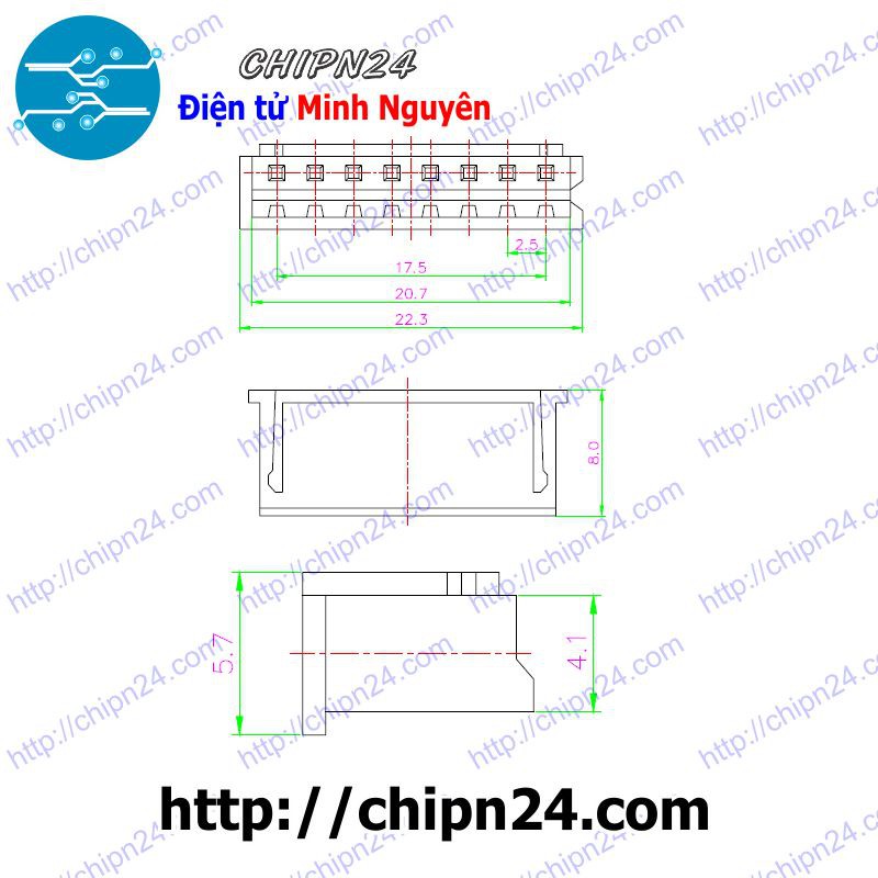 [10 CÁI] Header XH2.54 Cái (2P/3P/4P/5P/6P/7P/8P/9P/10P) - [Chọn Loại]