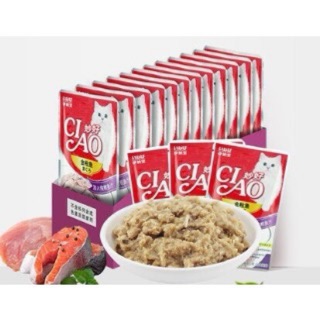 Combo 12 goi Thức Ăn Dinh Dưỡng Cho Mèo Pate CiAo Gói 60g( mui ngẫu nhiên)