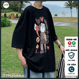 Áo thun tay lỡ unisex cool ngầu dáng rộng freesize in KAWS 1 TL83.9