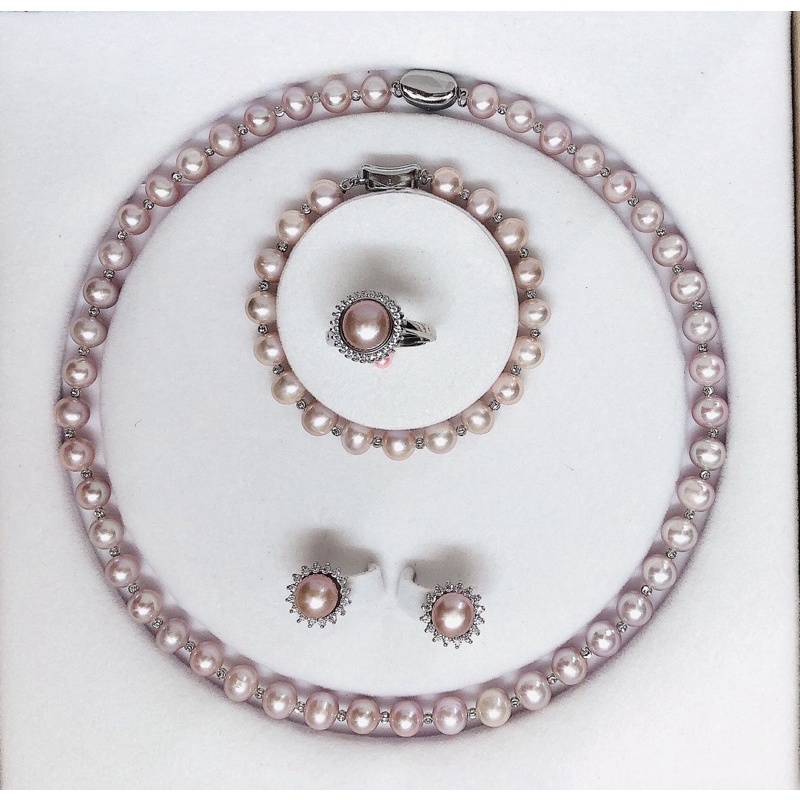 Bộ trang sức màu hồng phấn 4 món như hình