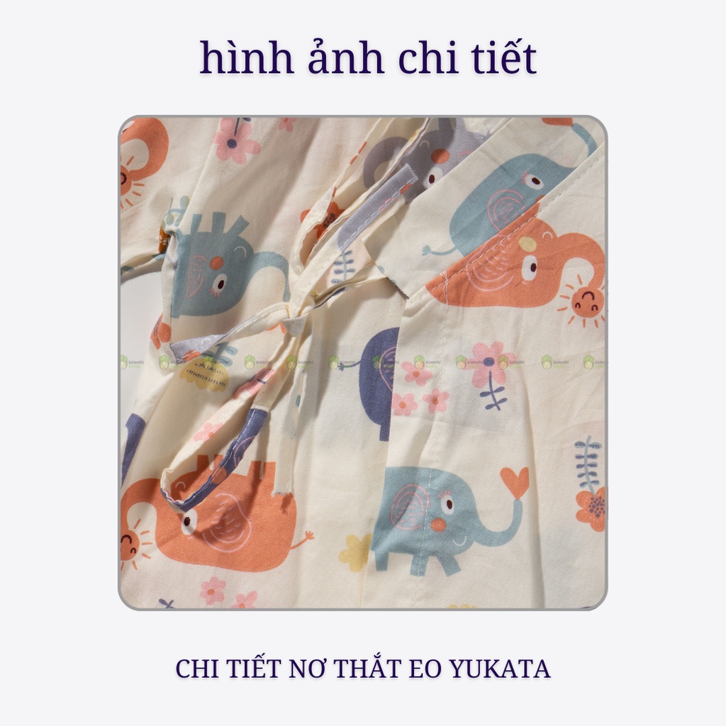 Bộ Yukata Bé Trai, Bé Gái Vải Thô Mềm Mát Hoạ Tiết Khủng Long Dễ Thương CKTD01