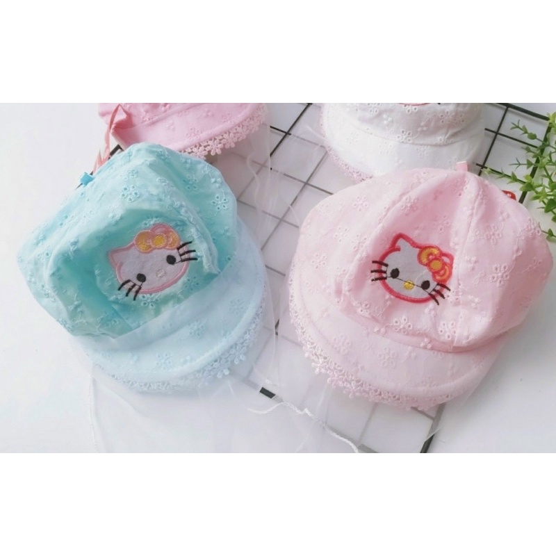 Nón kèm khăn voan cho bé sơ sinh che nắng, che bụi