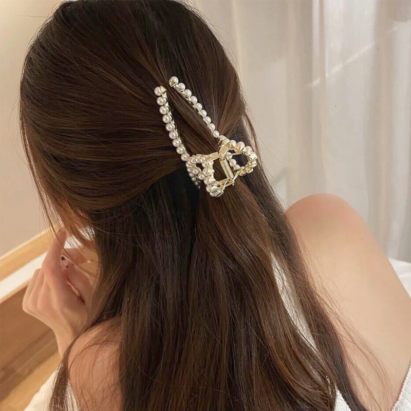 Kẹp Tóc Kim Loại Đính Đá Và Ngọc Trai Nhân Tạo Thời Trang