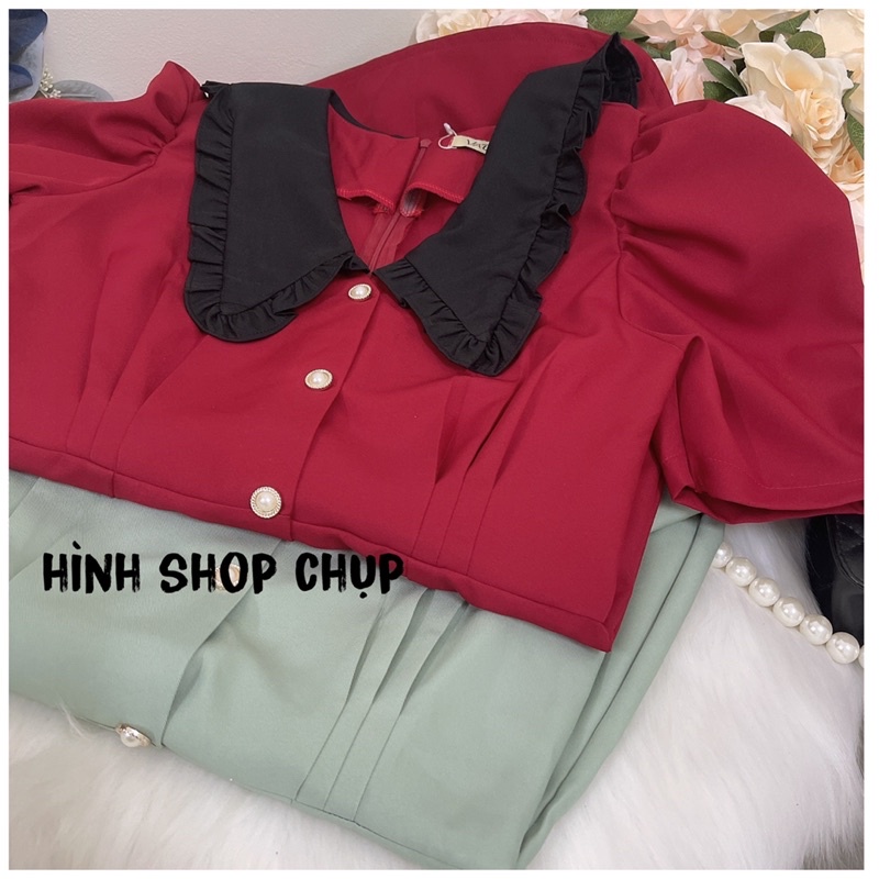 Đầm Váy xòe dự tiệc , dạo phố Dáng A cổ phối viền bèo tay phồng nhẹ nhàng - Thời Trang VADA