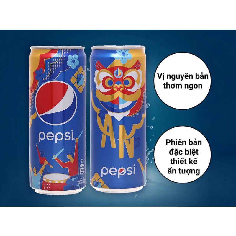 Nước ngọt có gaz PEPSI NGUYÊN BẢN (ĐVT: LỐC 6 LON, THÙNG 24 LON, lon 320ml) NƯỚC NGỌT CÓ GAS PEPSI XUÂN 2022