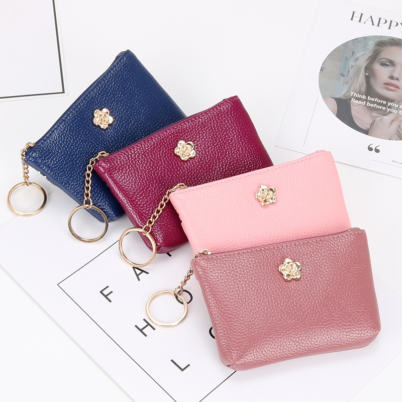 Ví Da Mềm Mini Có Khóa Kéo Thời Trang Cho Nữ