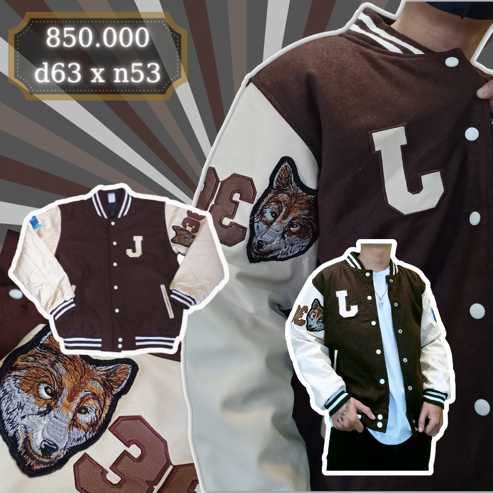 Varsity Jacket 2hand Korea loại 1 cao cấp màu nâu